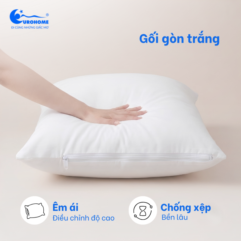 Gối nằm gòn trắng tiêu chuẩn Eurohome