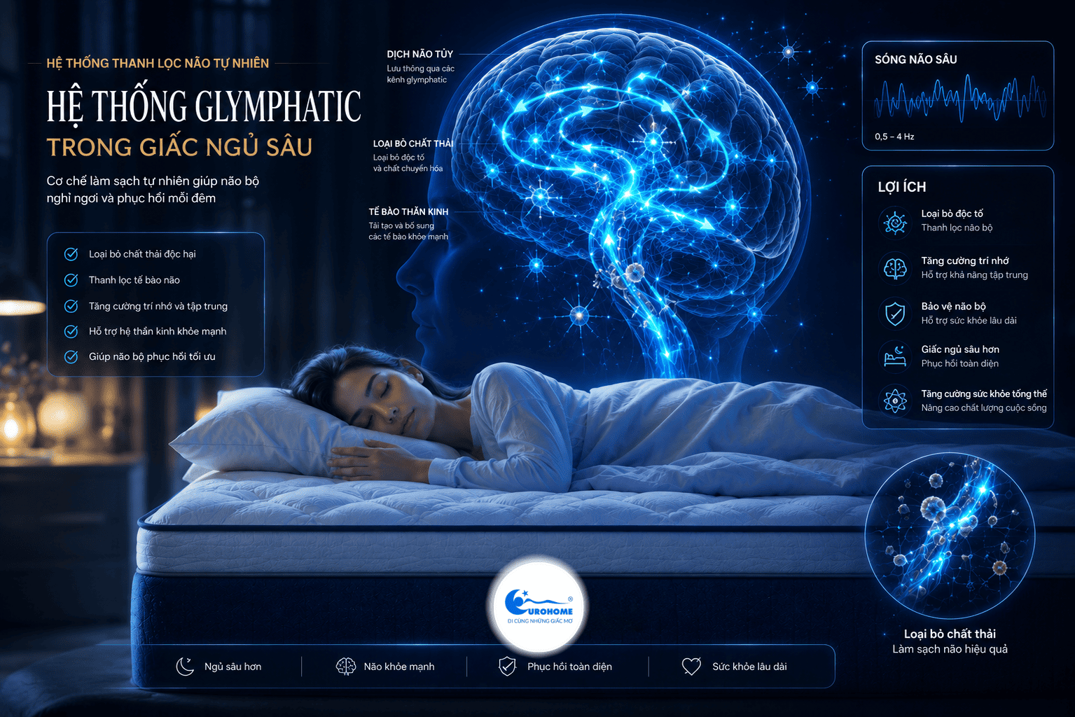 Hệ Glymphatic dọn dẹp chất thải trong não khi ngủ
