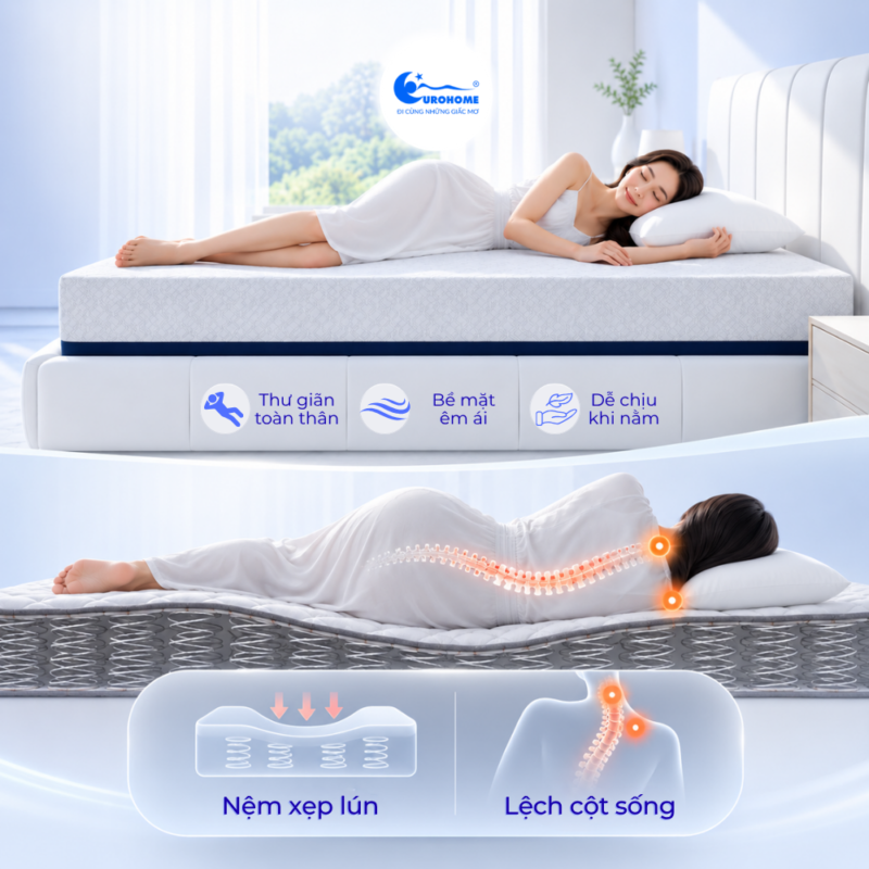 Nệm nâng đỡ kém Vs Nệm Eurohome